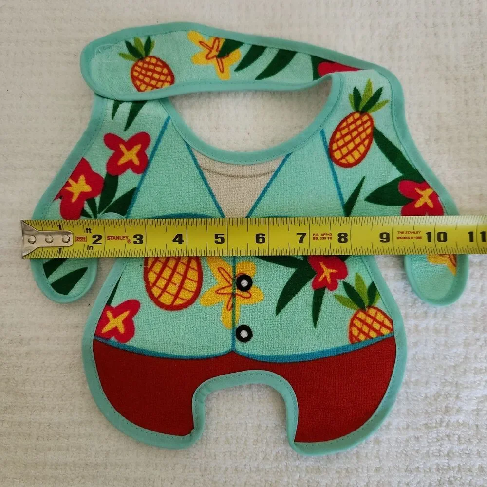 GAMAGO Infant Baby Bib Hawaiian Aloha Shirt Design Terry Cloth Washable NIB